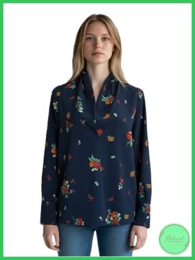 ZARA Ruched Collar Long Sleeve Blouse